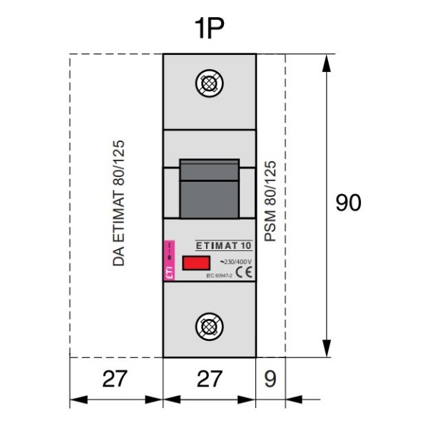 Автоматичний вимикач ETI 002151732 ETIMAT 10 1p D 100А (15 kA) - фото №1