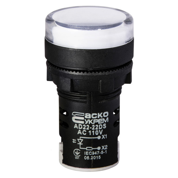 Сигнальна арматура Аско-Укрем AD22-22DS 110В АС біла (A0140030065) - фото №1