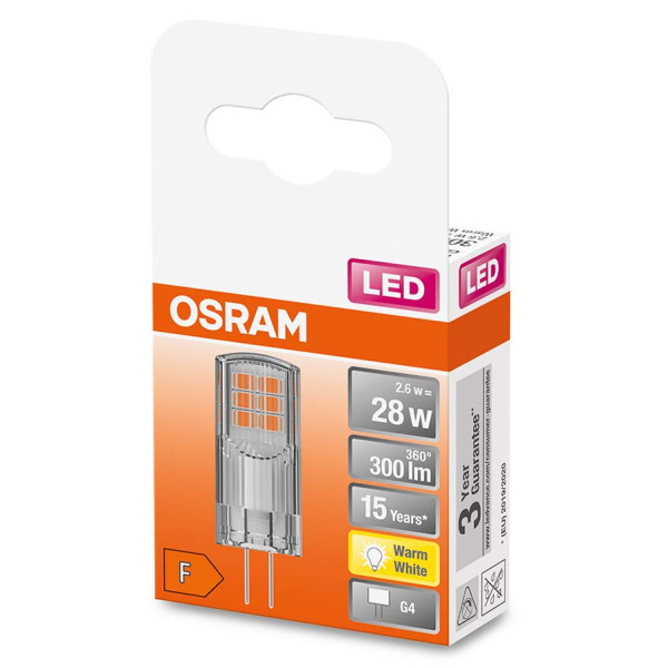 Светодиодная лампа Osram LED PIN30 2,6W/827 12V CL G4 10x1 320° (4058075431997) - фото №1