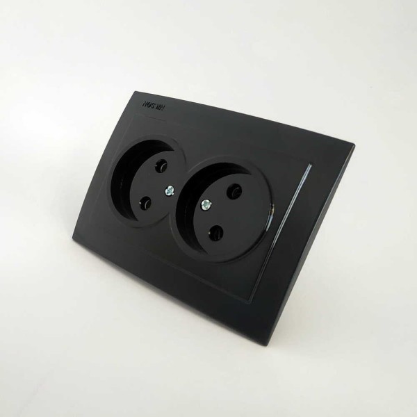 Розетка Nilson Touran чорна 2-на без заземлення ( 24221024 )