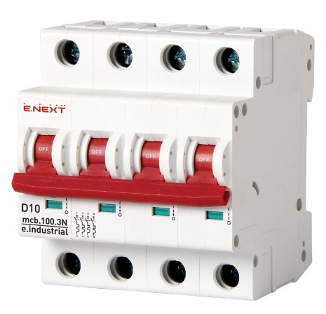 Модульный автоматический выключатель E.Next e.industrial.mcb.100.3N.D10 3р+N 10А D (i.0210002)