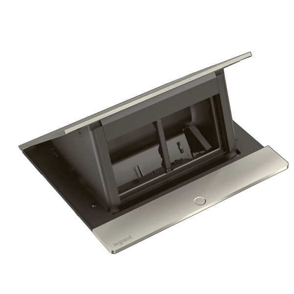 Лючок із висувним блоком Legrand на 4 модулі (654800) нержавіюча сталь