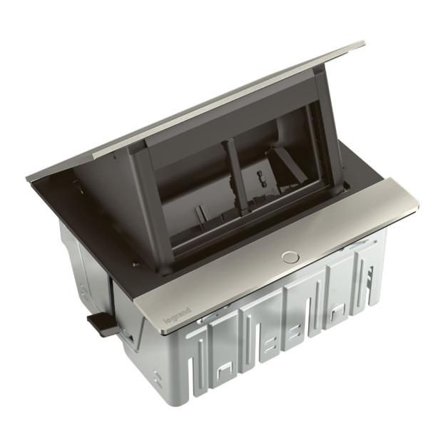 Лючок із висувним блоком Legrand на 4 модулі (654800) нержавіюча сталь - фото №1