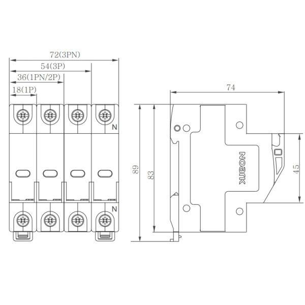 Держатель-разъединитель предохранителей NOARK Ex9F 2P 32A WI 10x38мм без индикатора (109056) - фото №1