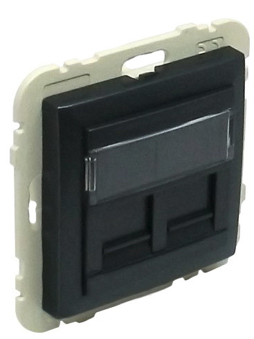 Двойная компьютерная розетка Logus 21975 TPM RJ45 (Cat.5e) (черная матовая)