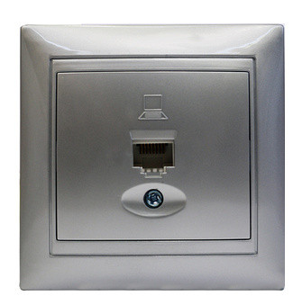 Комп'ютерна розетка Elcor Emily 9215 (211584) RJ45 Cat5e 125 МГц неекранована (сірий металік)