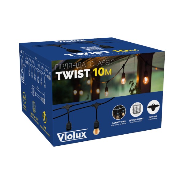 Гирлянда TWIST патрон 20хЕ27 10м IP65 черный VIOLUX ( 950009 ) - фото №6
