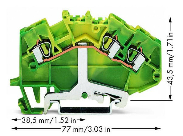 Клемма заземления Wago 780-637 2,5мм² (желто-зеленая) - фото №1