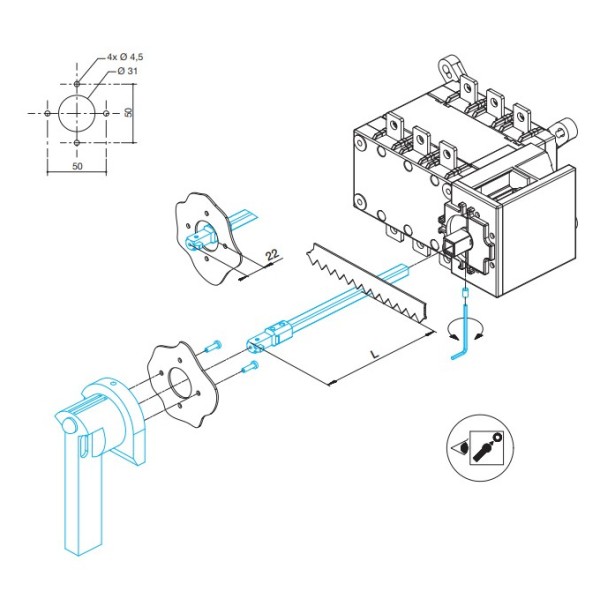 Перемикач Hager HI458 до 2х300мм2 - фото №3