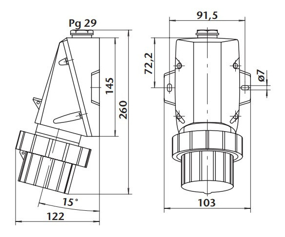 Настенная силовая вилка Sez IPG6343 - фото №7