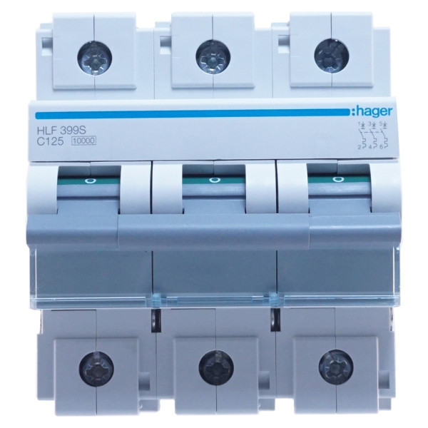 Автомат вимикач HLF399S (3p, C, 125A) Hager - фото №1