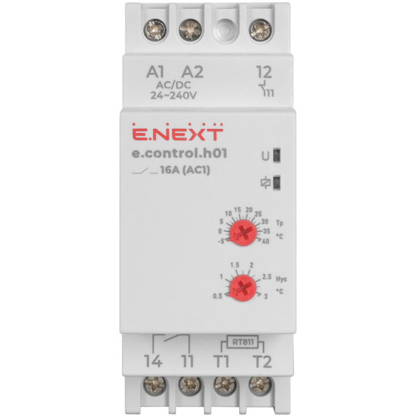 Реле контроля температуры E.Next e.control.h01 16A АС/DC 24-240 -5+40°С (i0310016) - фото №1