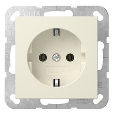 Розетка Gira System 55 із заземлюючим контактом кремова глянцева (418801)