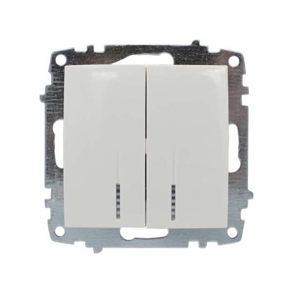 Вимикач ELBI ZENA білий 2кл з підсвіткою без рамки ( 609-010200-203 )