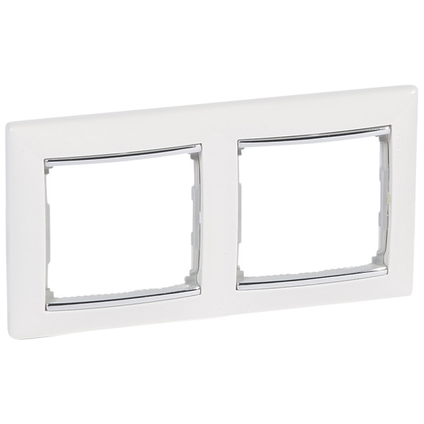 Рамка двойная Valena горизонтальная белая/серебро