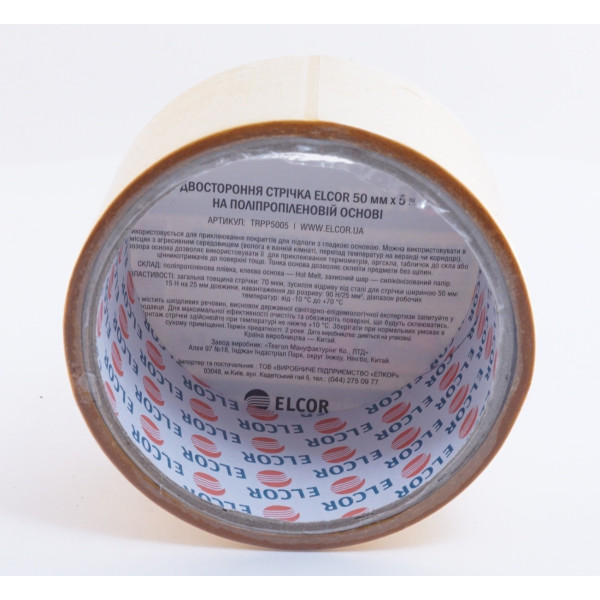 Двостороння стрічка Elcor 40206766 TRPP5005 на поліпропіленовій основі 50мм (5м) - фото №2