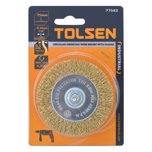 Дискова щітка Tolsen (77542) 75х6.4мм з гофрованого латунованого дроту 0.3мм - фото №3
