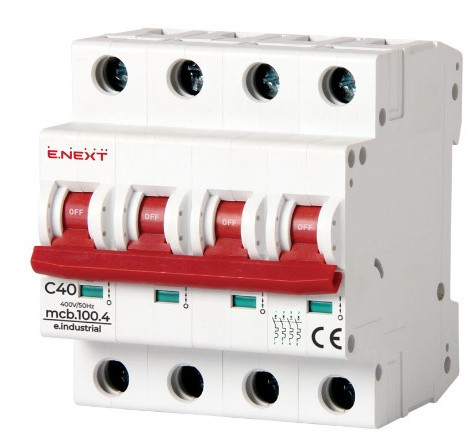 Модульный автоматический выключатель E.Next e.industrial.mcb.100.4.C40 4р 40А C (i0180034)