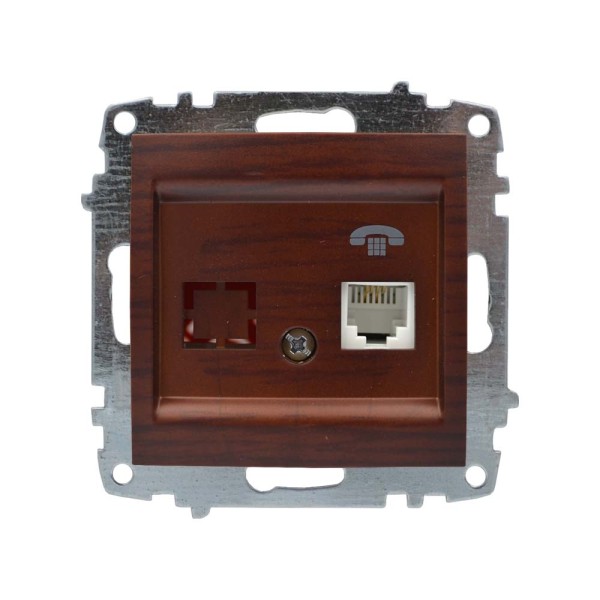 Розетка ELBI ZENA Woodline красное дерево 1-я телефонная без рамки ( 609-012900-221 )