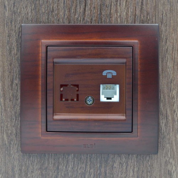 Розетка ELBI ZENA Woodline красное дерево 1-я телефонная без рамки ( 609-012900-221 ) - фото №5