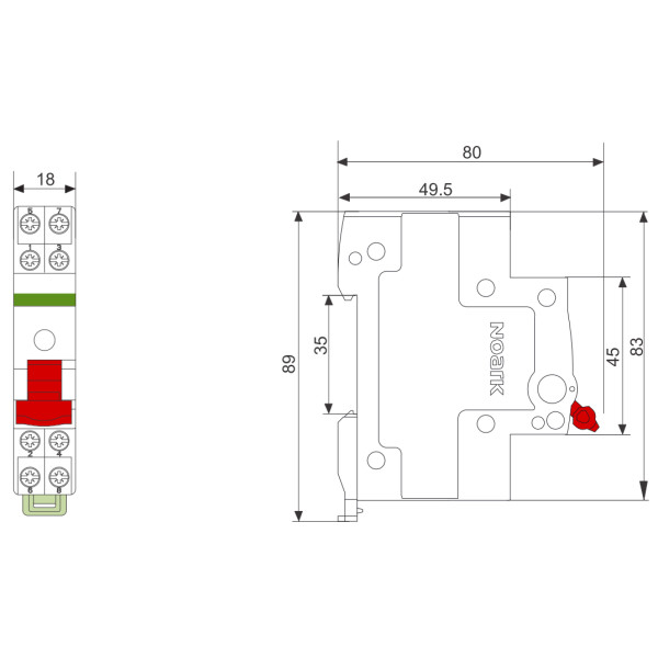 Модульний перемикач NOARK Ex9BT3 1CO 16A I-0-II (102680) - фото №1