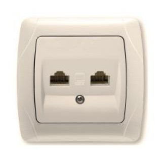 Розетка компьютерная двойная (2хRJ45 Cat5e) кремовая VIKO Carmen арт. 90562034