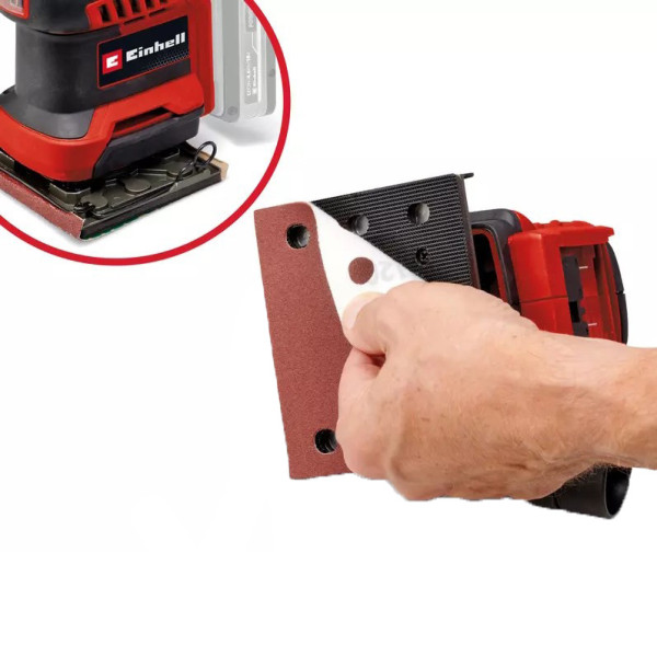 Акумуляторна вібраційна шліфмашина Einhell X-Change 18В 22000об/хв з 2 шліфувальними аркушами (4460731) - фото №2