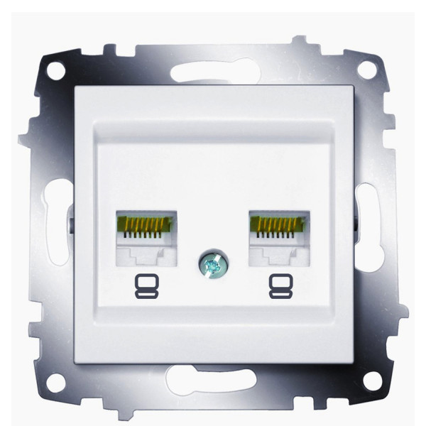 Двойная розетка ABB Cosmo 619-010200-248 cat.6 (белая)
