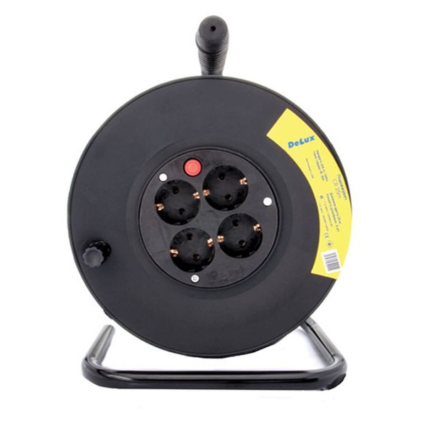 Подовжувач на котушці Delux (10079679) CR-50m із заземленням (без дроту)