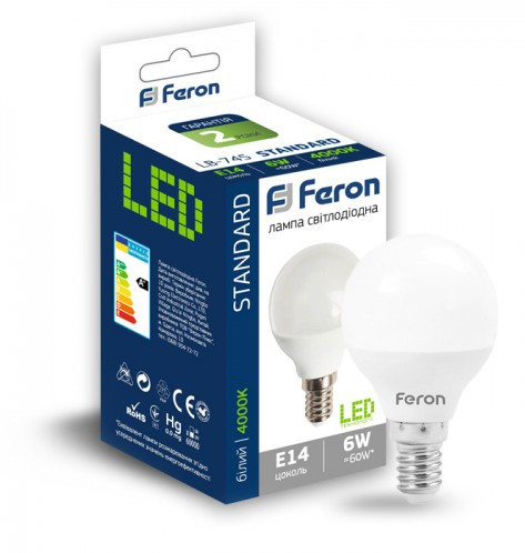 Світлодіодна лампа Feron 5029 LB-745 6Вт 4000К P45 Е14 - фото №1