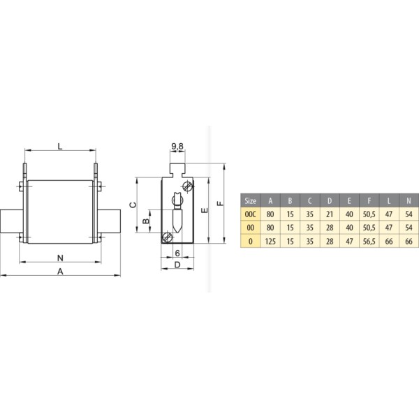 Запобіжник ETI 004331029 M000UQU-N/125A/690V gR (50kA) - фото №3
