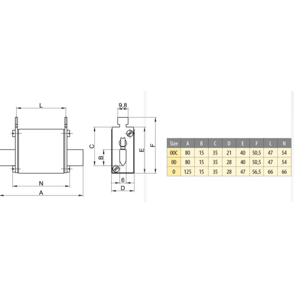 Запобіжник ETI 004331212 M00UQU-N/100A/690V gR (50kA) - фото №3