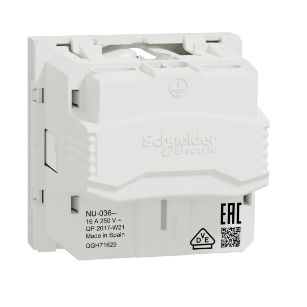 Розетка з заземленням Schneider Electric Unica New NU303618 зі шторками 16А гвинтовий зажим біла - фото №3
