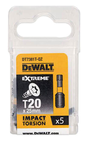 Ударні біти DeWALT Impact torsion Т20 25мм (5шт) - фото №2