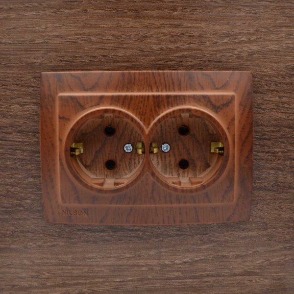 Розетка Nilson Touran орех 2-я с заземлением ( 24271025 ) - фото №4