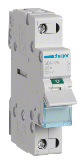 Выключатель нагрузки Hager SBN125 1P 25А/230В 1м