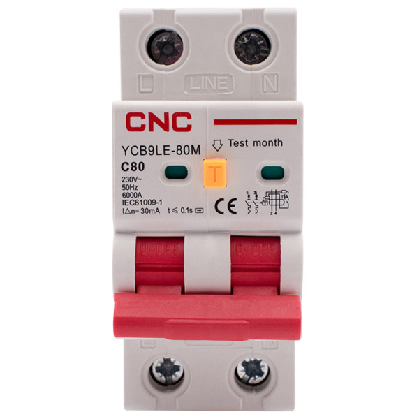 Диференційний вимикач CNC YCB9LE-80M C80А 1Р+N 6кА 30мА (Б00044020) - фото №1