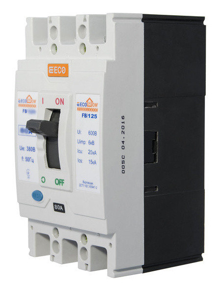 Автоматичний вимикач ECOHOME ECO FB/125 3p 80A - фото №4