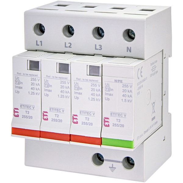 Обмежувач перенапруги ETI 002442957 ETITEC V T2 255/20 (3+1)