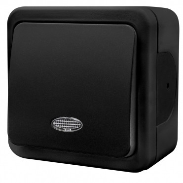 Накладний прохідний 1-кл вимикач NE-AD MULTIMA 92-53-05-I з led-підсвіткою чорний