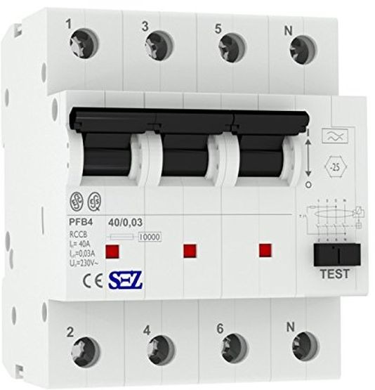 Пристрій захисного відключення (диференціальне реле) SEZ PFB4 40/0,03 4 P (PFB4_40/0.03)