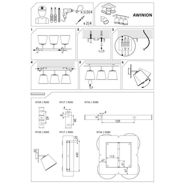 Люстра Nowodvorski 39716 Awinion E27 4x10W IP20 сіра - фото №2