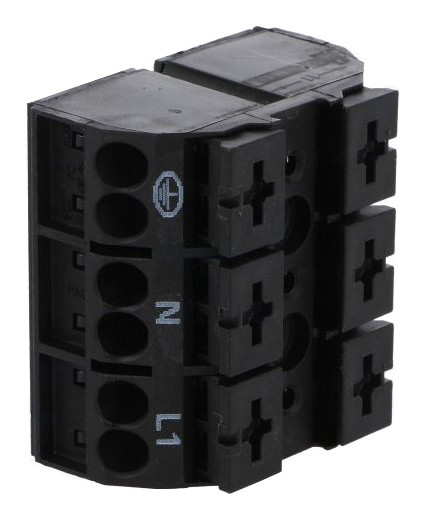 Клема самозатискна З-х полюсна PE-N-L1 на 12 проводів WAGO 862-1503 32А 4мм чорна - фото №1