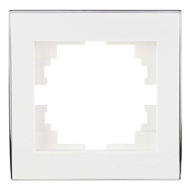 Одинарна рамка Lezard Rain (703-0225-146) з бічною вставкою хром (біла)
