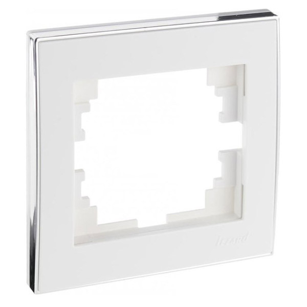 Одинарна рамка Lezard Rain (703-0225-146) з бічною вставкою хром (біла) - фото №1