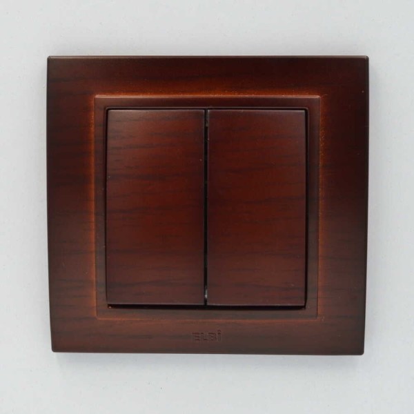 Выключатель ELBI ZENA Woodline красное дерево 2кл без рамки ( 609-012900-202 ) - фото №1