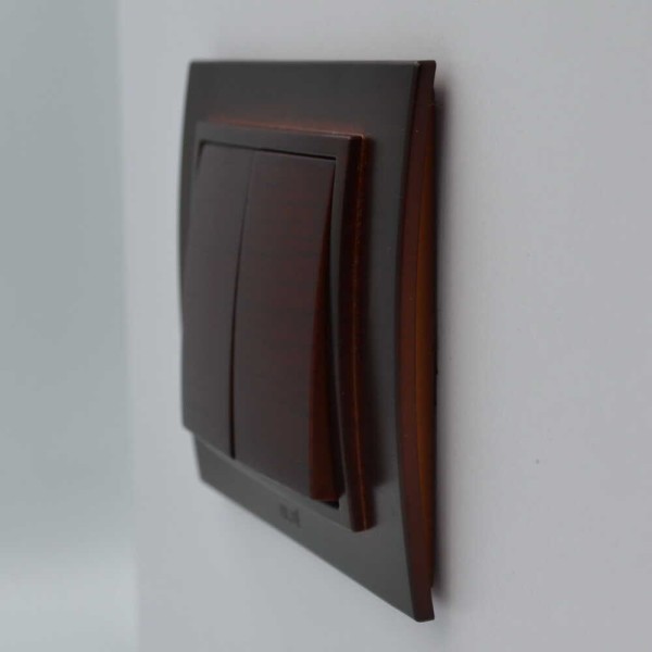 Выключатель ELBI ZENA Woodline красное дерево 2кл без рамки ( 609-012900-202 ) - фото №2