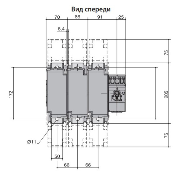 Разъединитель нагрузки ETI 004661803 под предохранители FLBS 400 3P («1-0» NH2 400A) - фото №4