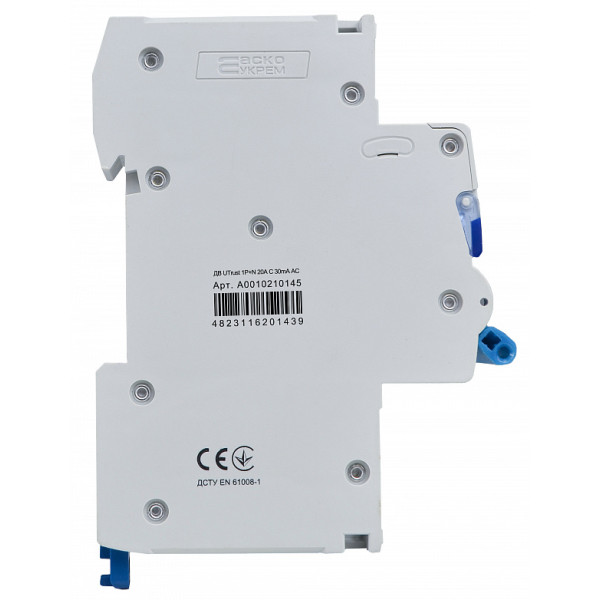 Вимикач диференційного струму Аско-Укрем UTrust 1P+N 20А C 30мА АС (A0010210145) - фото №3