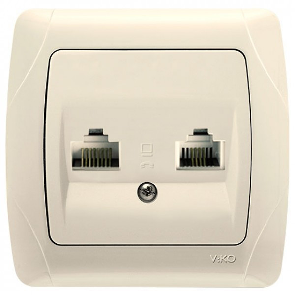 Розетка комп'ютерна телефонна (RJ45 - RJ11) кремова Carmen